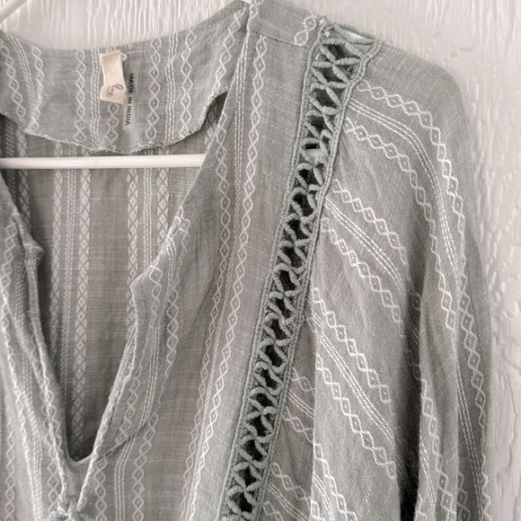 Elan Long Sleeve Crochet Top Womens Size small Boho Peasant Blouse Long Sleeve - Picture 3 of 9